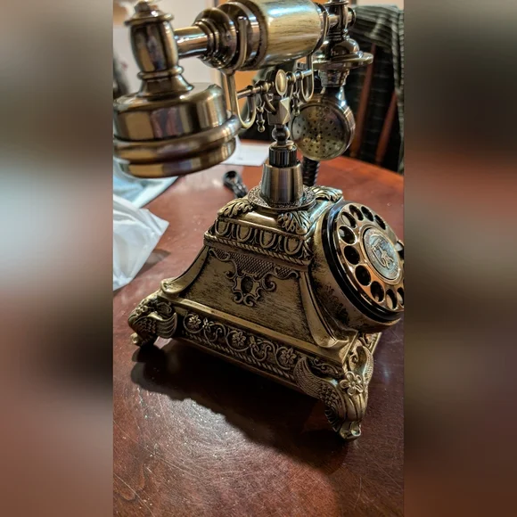 NWOT Jucoan Vintage Bronze Retro Rotary Dial Telephone - Picture 5 of 13